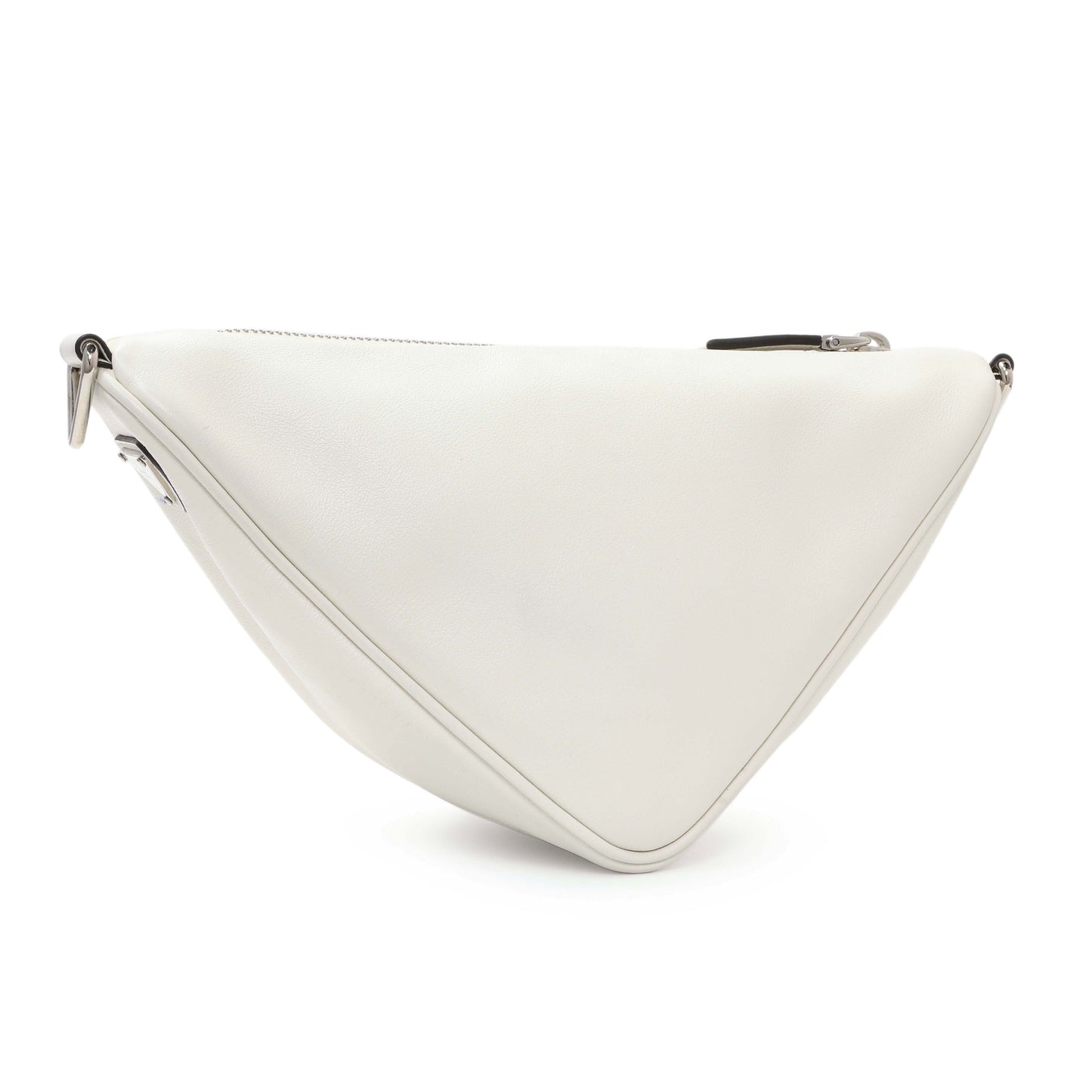 Exclusive Prada White Grace Lux Triangle Shoulder Bag — Side View