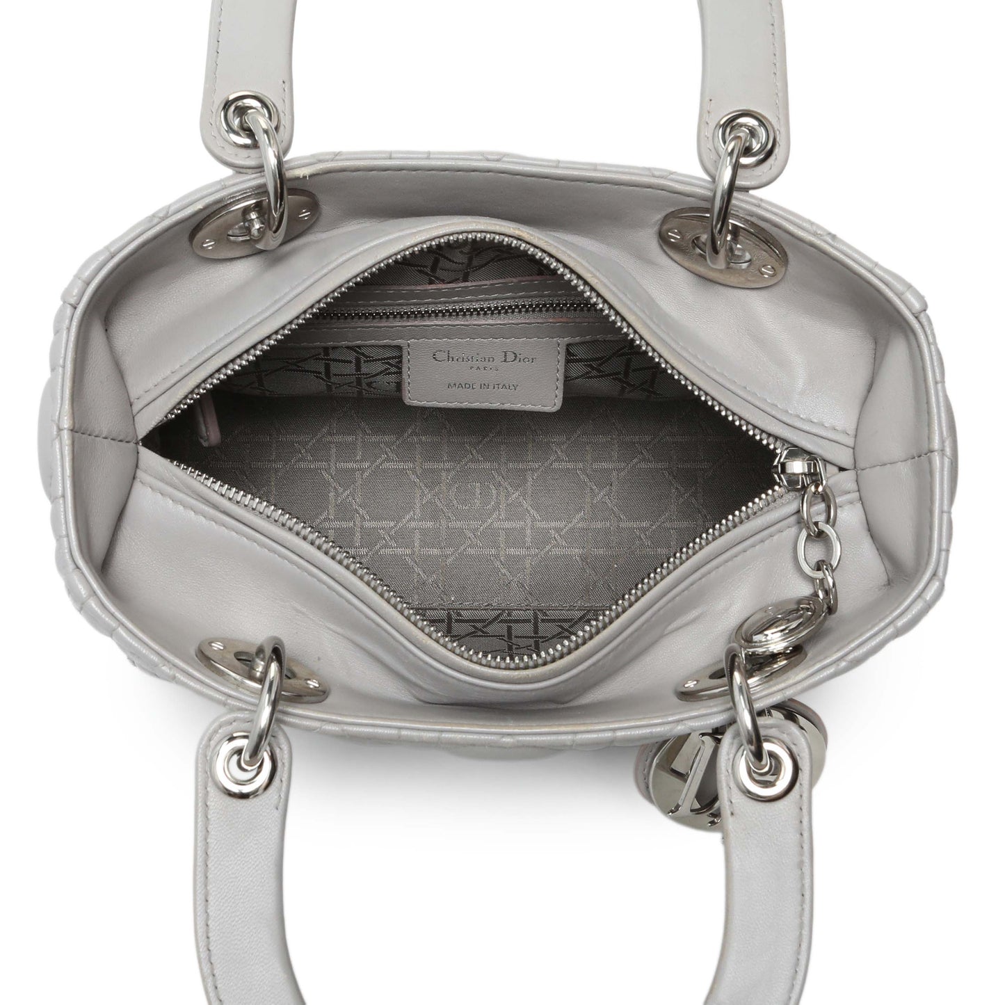 Exclusive Christian Dior Grey Lambskin Cannage Medium Lady Dior — Alternate View 8