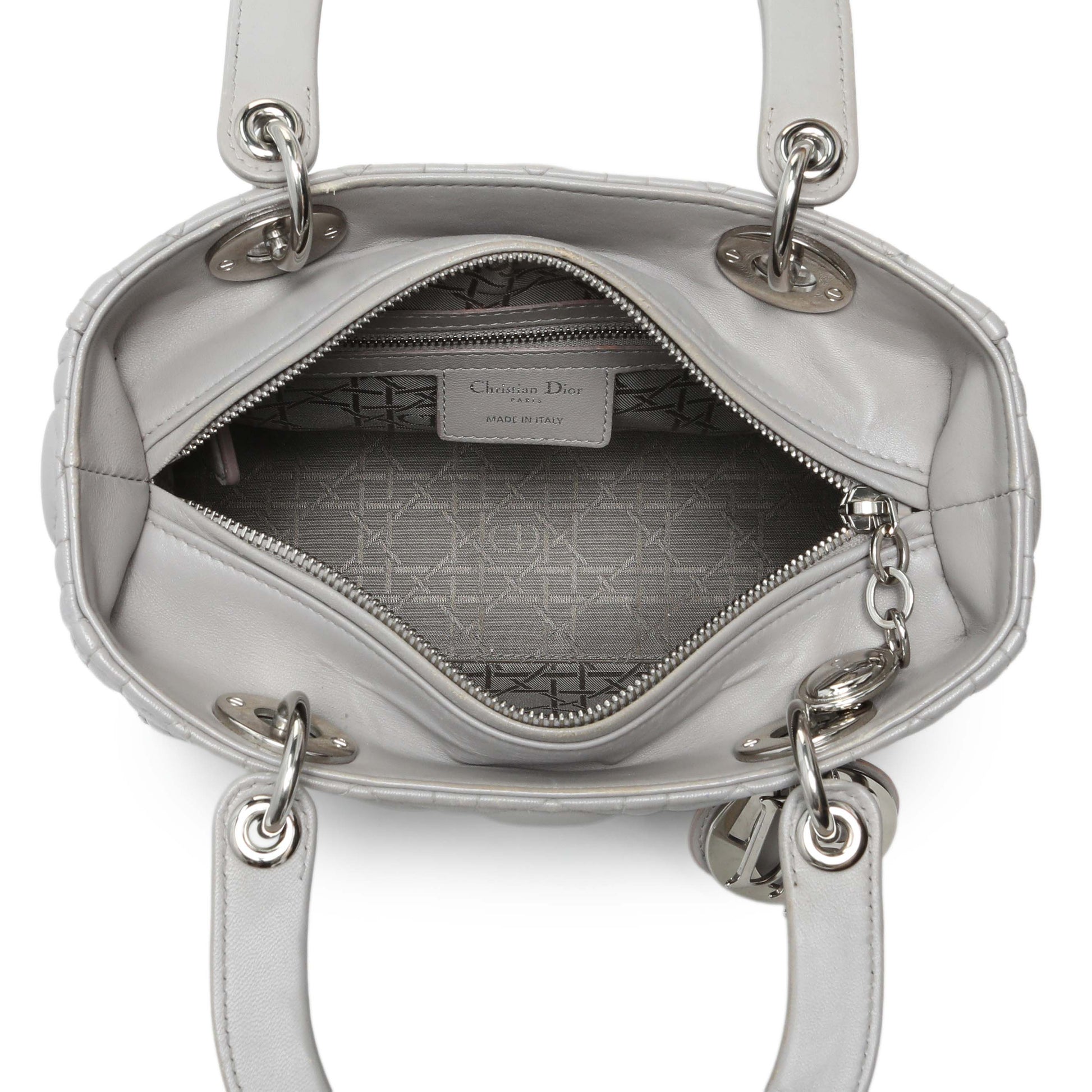 Exclusive Christian Dior Grey Lambskin Cannage Medium Lady Dior — Alternate View 8