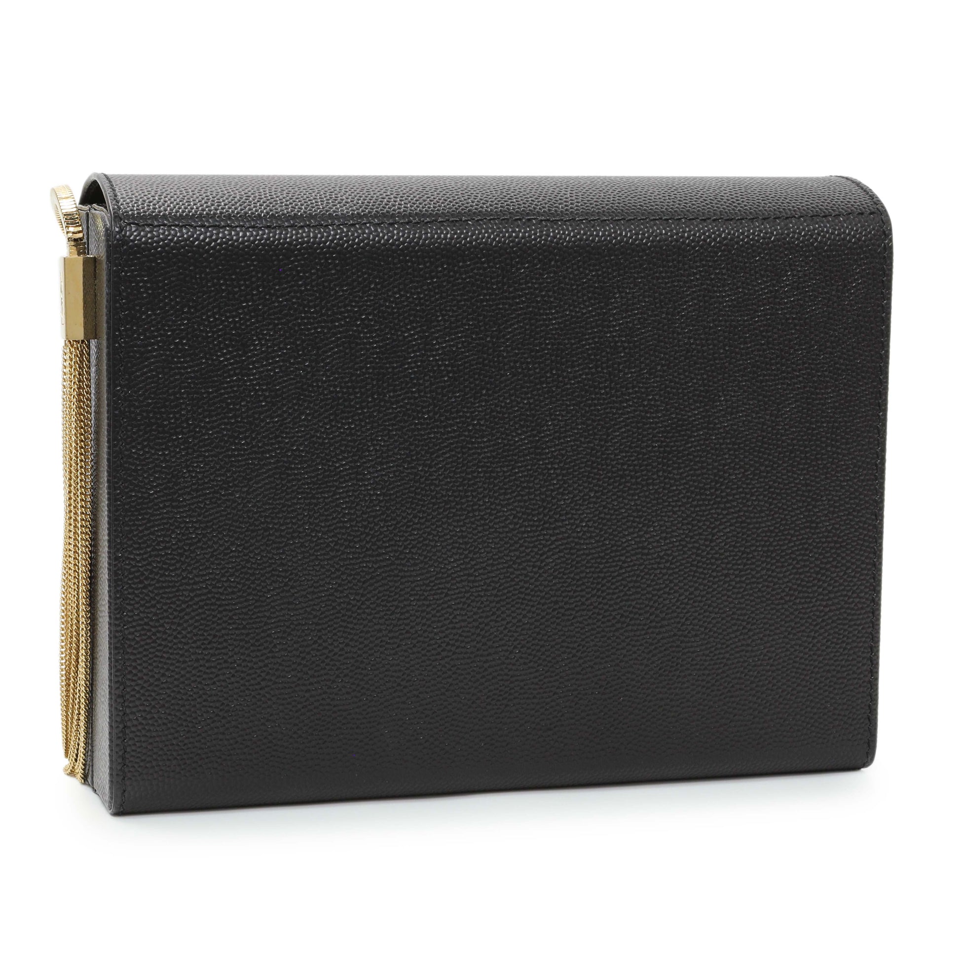 Exclusive Saint Laurent Black Grain de Poudre Monogram Kate Box Chain Crossbody Bag — Side View