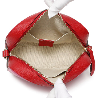 Exclusive Gucci New Rosette Hibiscus Red Calfskin Small Soho Disco Bag — Top View