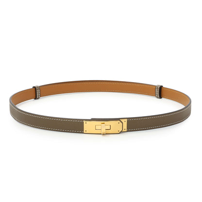 Exclusive Hermes Etoupe Epsom Kelly Belt — Front View