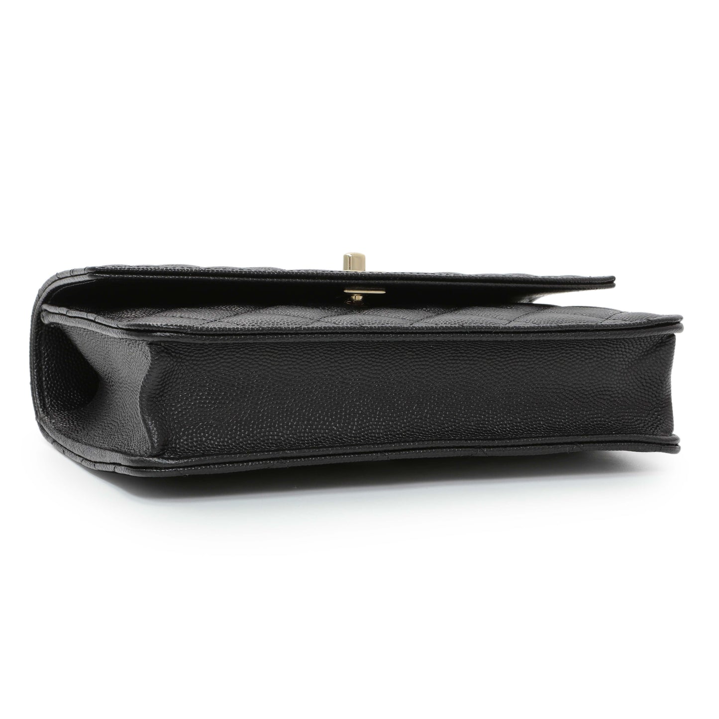 Exclusive Chanel Black Quilted Caviar Trendy Handle Clutch with Chain — Back View