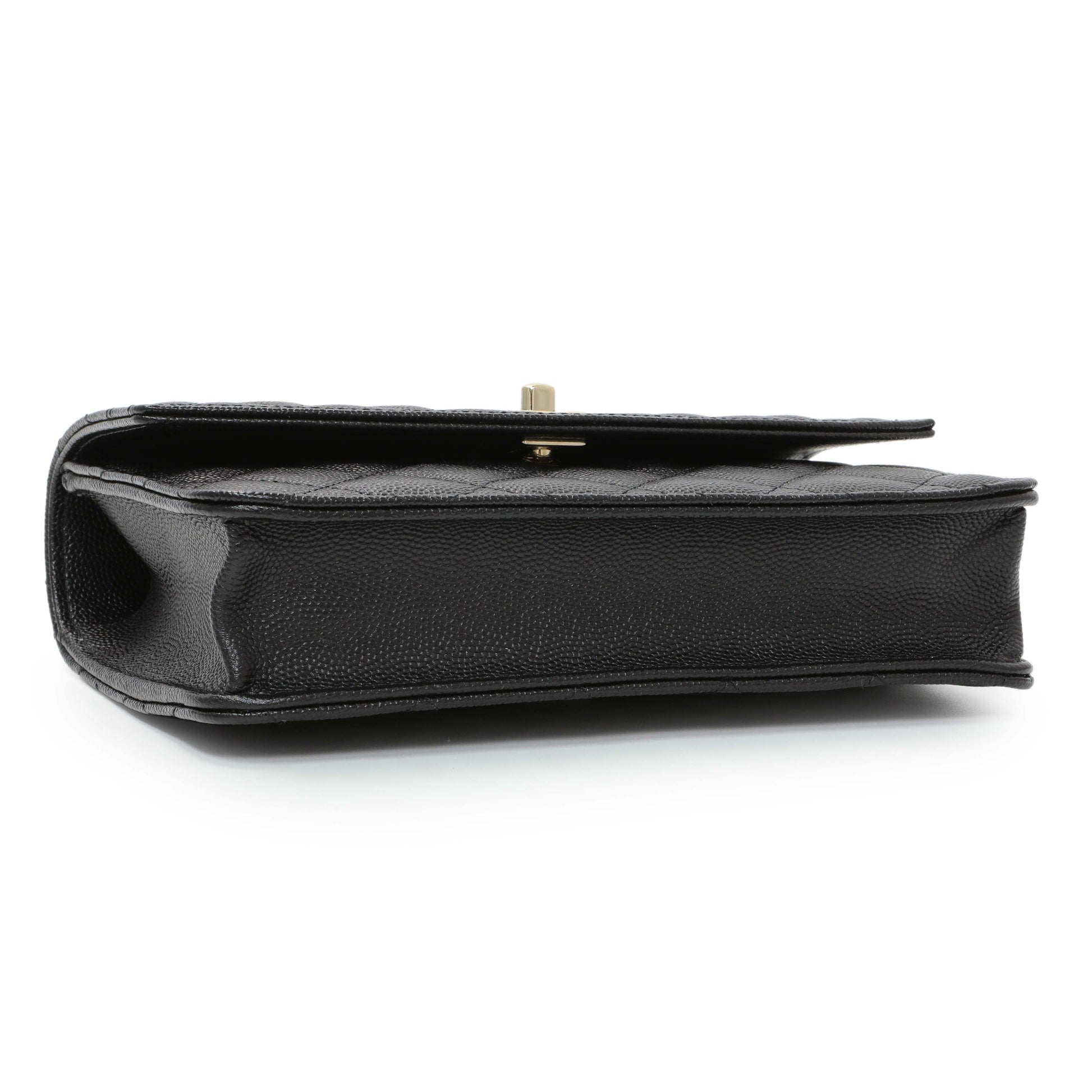 Exclusive Chanel Black Quilted Caviar Trendy Handle Clutch with Chain — Back View