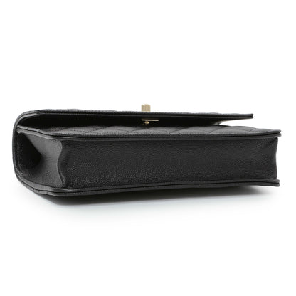 Exclusive Chanel Black Quilted Caviar Trendy Handle Clutch with Chain — Back View