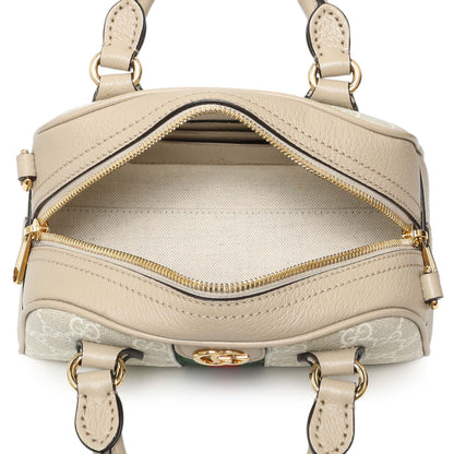 Exclusive Gucci Supreme Monogram Dollar Calfskin Web Mini Ophidia Top Handle Bowler Bag — Top View