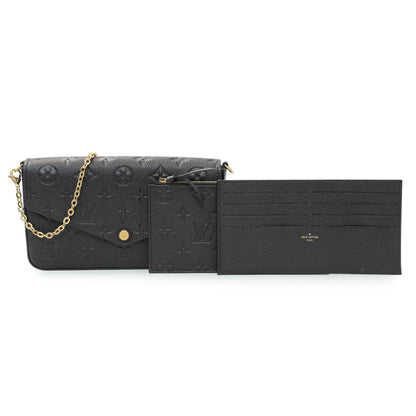 Exclusive Louis Vuitton Black Empreinte Pochette Felicie Chain Wallet — Front View