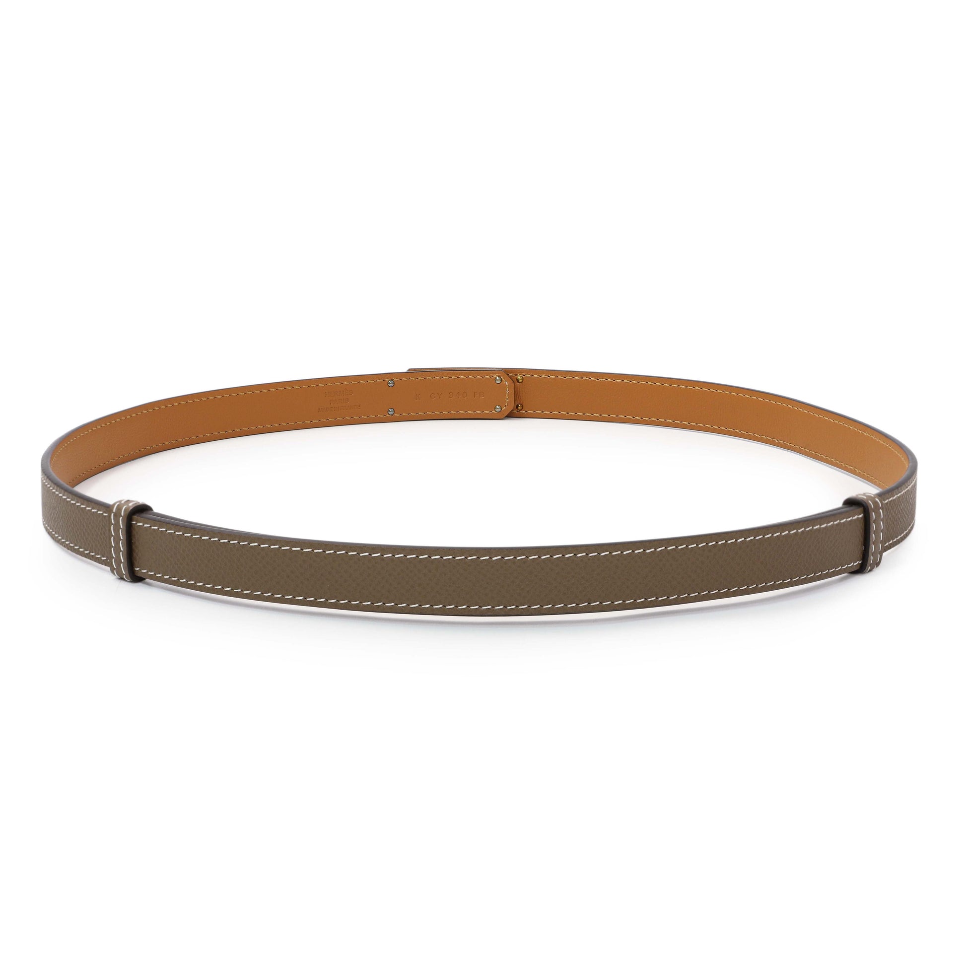 Exclusive Hermes Etoupe Epsom Kelly Belt — Side View