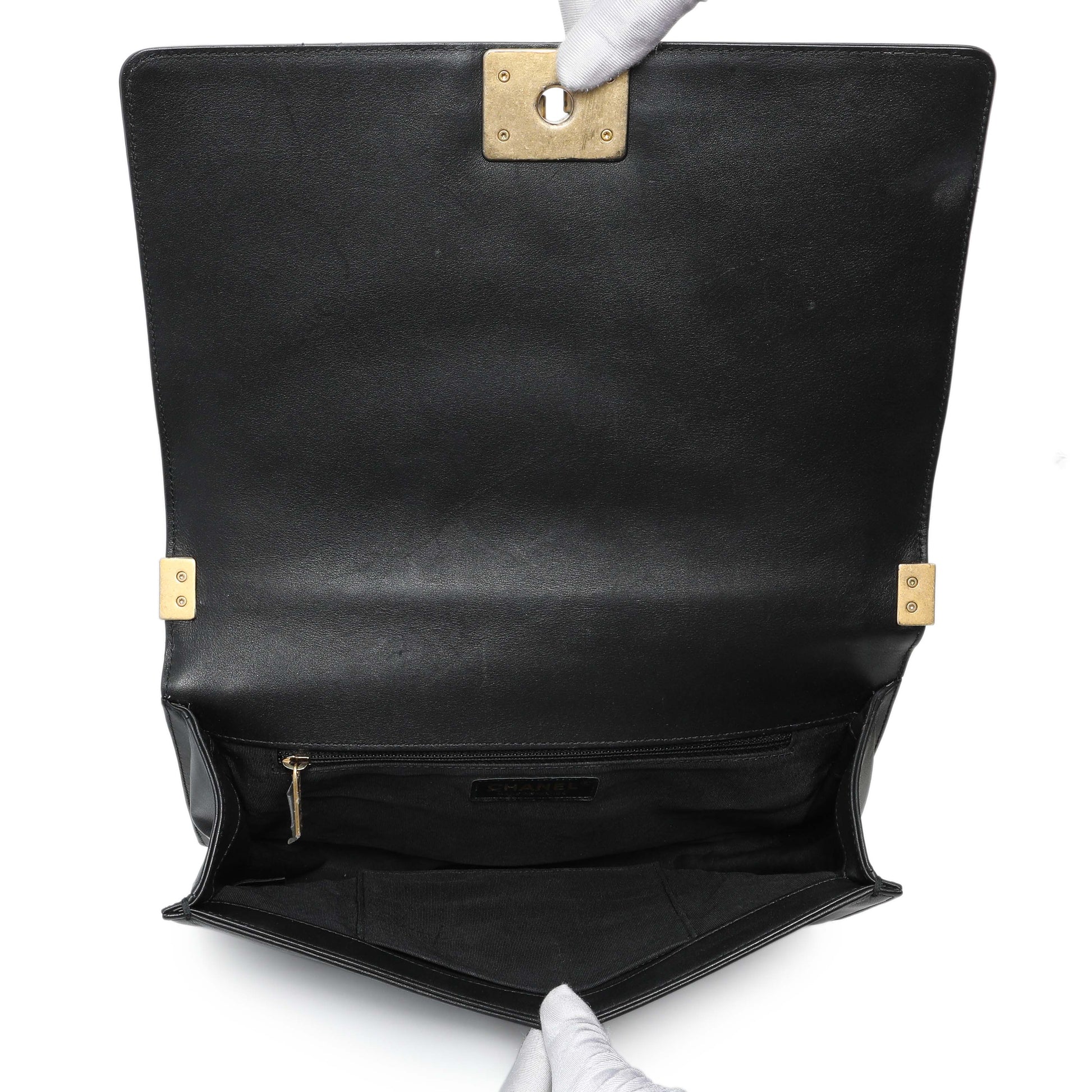 Exclusive Chanel Lambskin Chevron Quilted New Medium Boy Flap — Alternate View 9