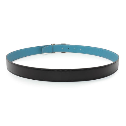 Exclusive Hermes Black/Blue Box/Togo H Belt — Side View
