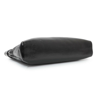 Exclusive Chanel Black Shiny Crumpled Calfskin Quilted Mini 31 Shopping Bag — Back View