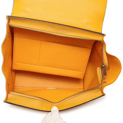 Exclusive Celine Yellow Drummed Calfskin Suede Medium Trapeze — Top View