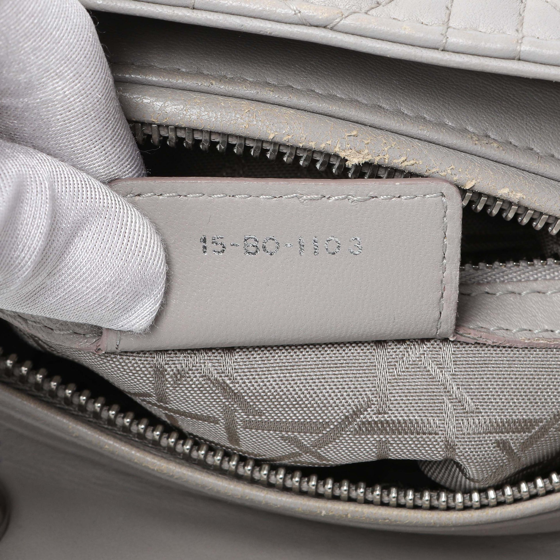 Exclusive Christian Dior Grey Lambskin Cannage Medium Lady Dior — Alternate View 10