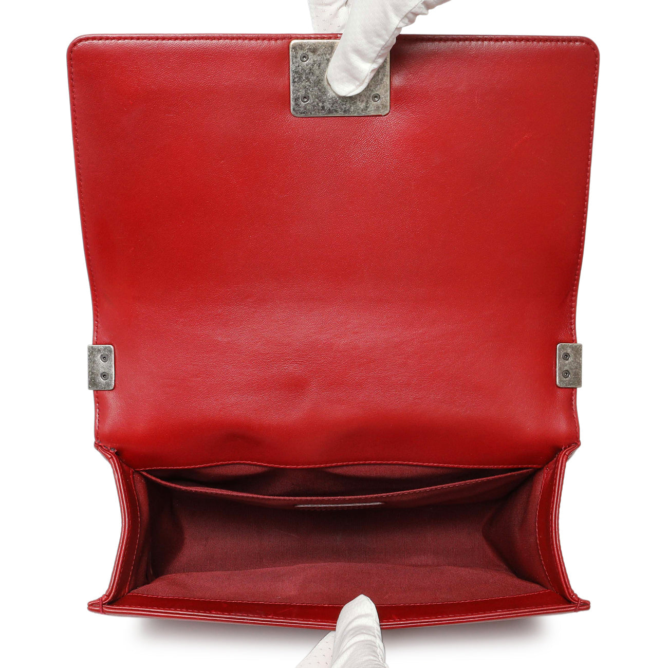 Exclusive Chanel Red Quilted Calfskin Medium Boy Flap — Alternate View 9