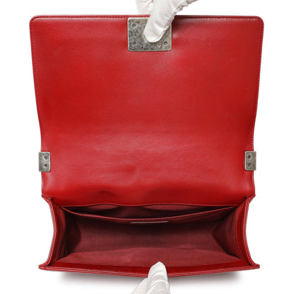 Exclusive Chanel Red Quilted Calfskin Medium Boy Flap — Alternate View 9
