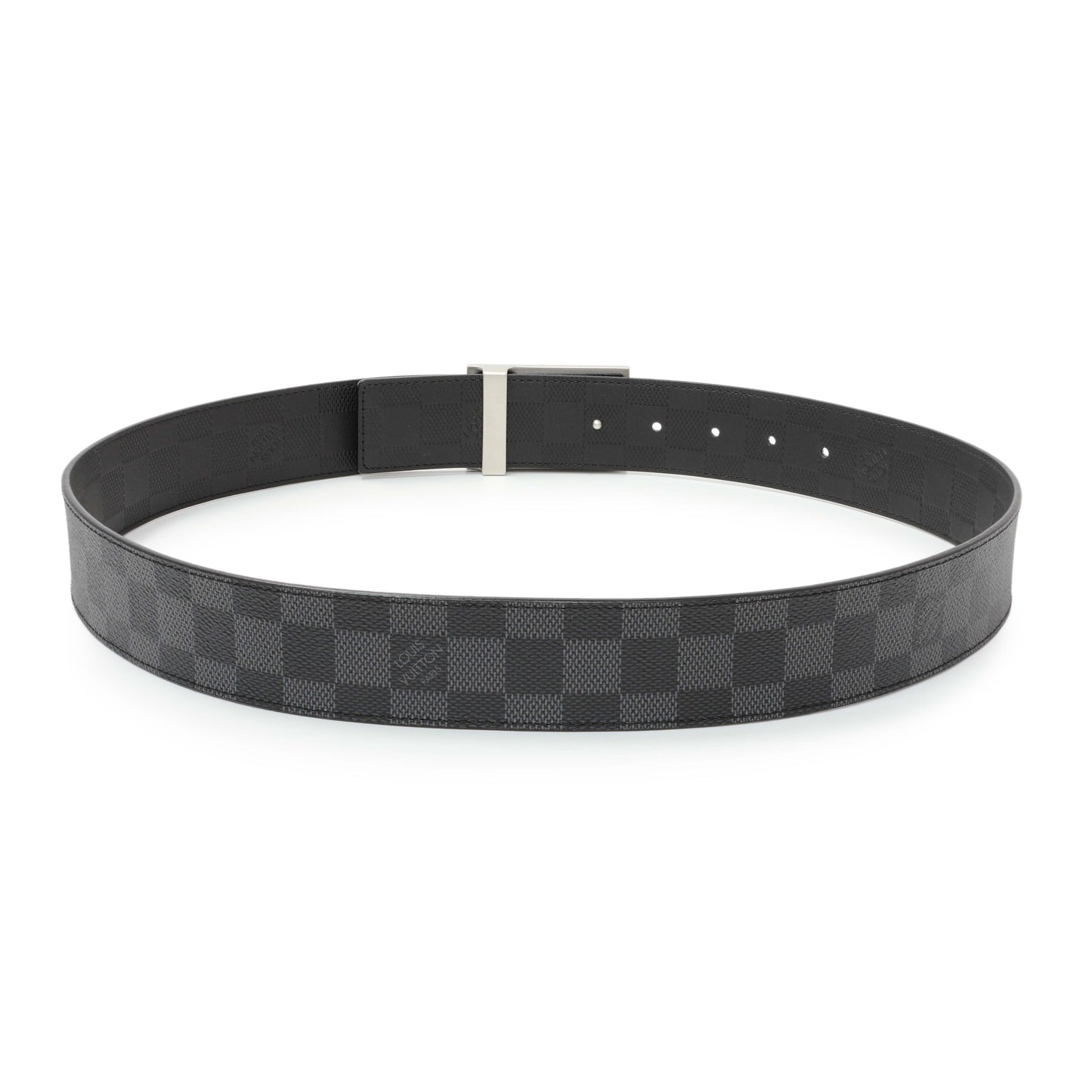 Exclusive Louis Vuitton Damier Graphite Neo Inventeur Reversible Belt — Side View