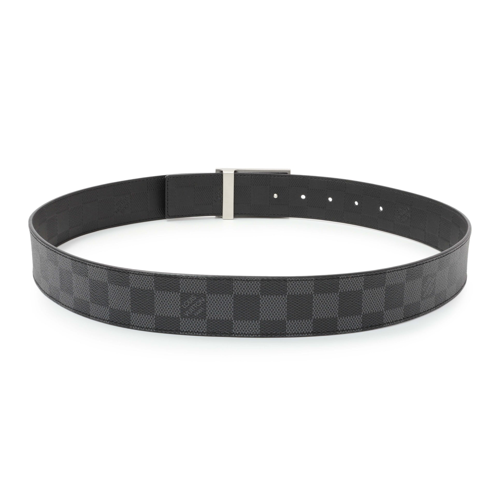 Exclusive Louis Vuitton Damier Graphite Neo Inventeur Reversible Belt — Side View