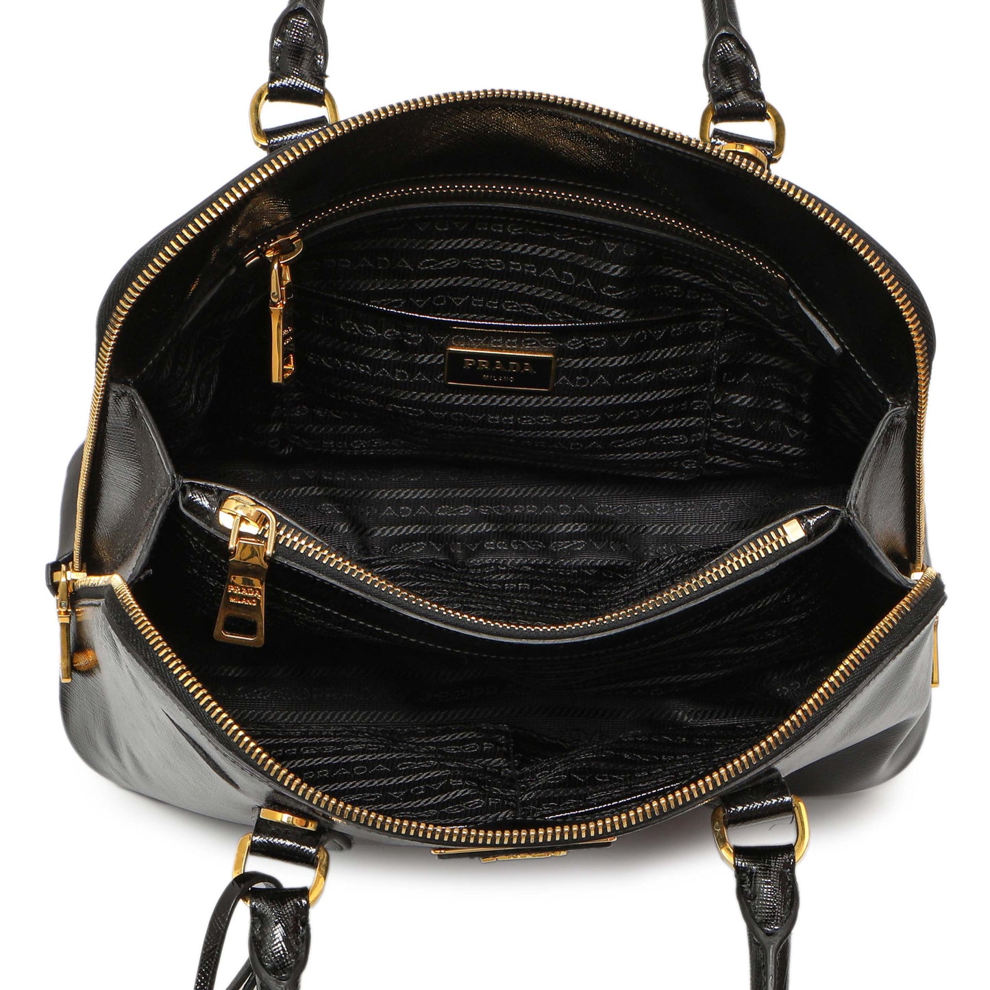 Exclusive Prada Black Saffiano Vernice Promenade Tote — Alternate View 8