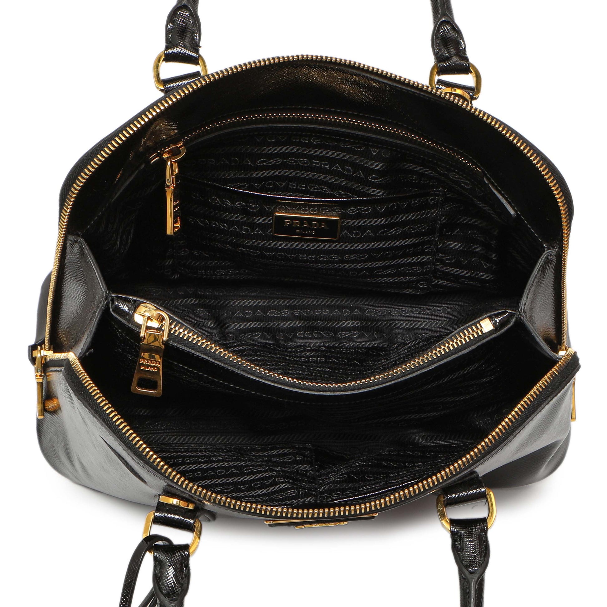 Exclusive Prada Black Saffiano Vernice Promenade Tote — Alternate View 8