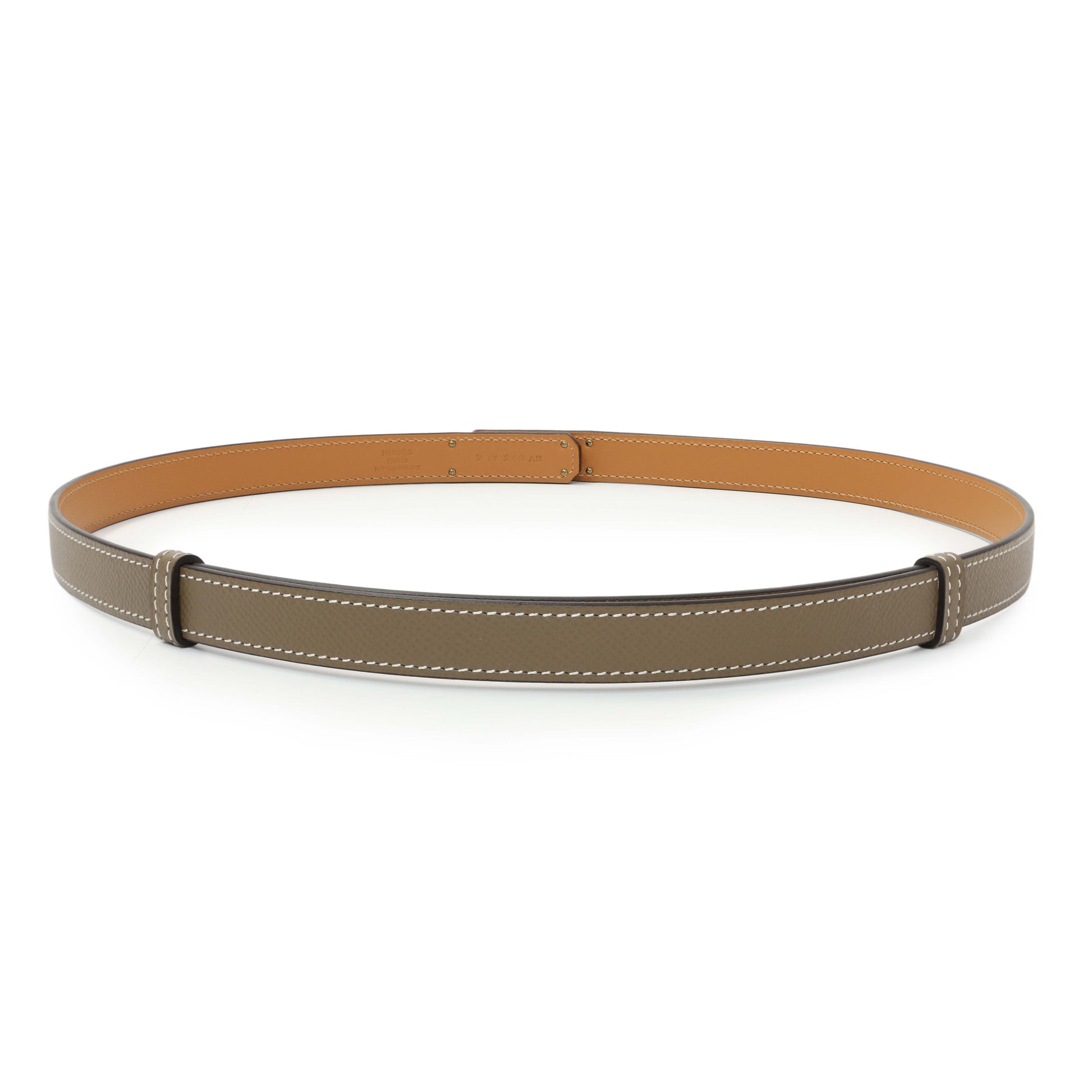 Exclusive Hermes Etoupe Epsom Kelly Belt — Side View