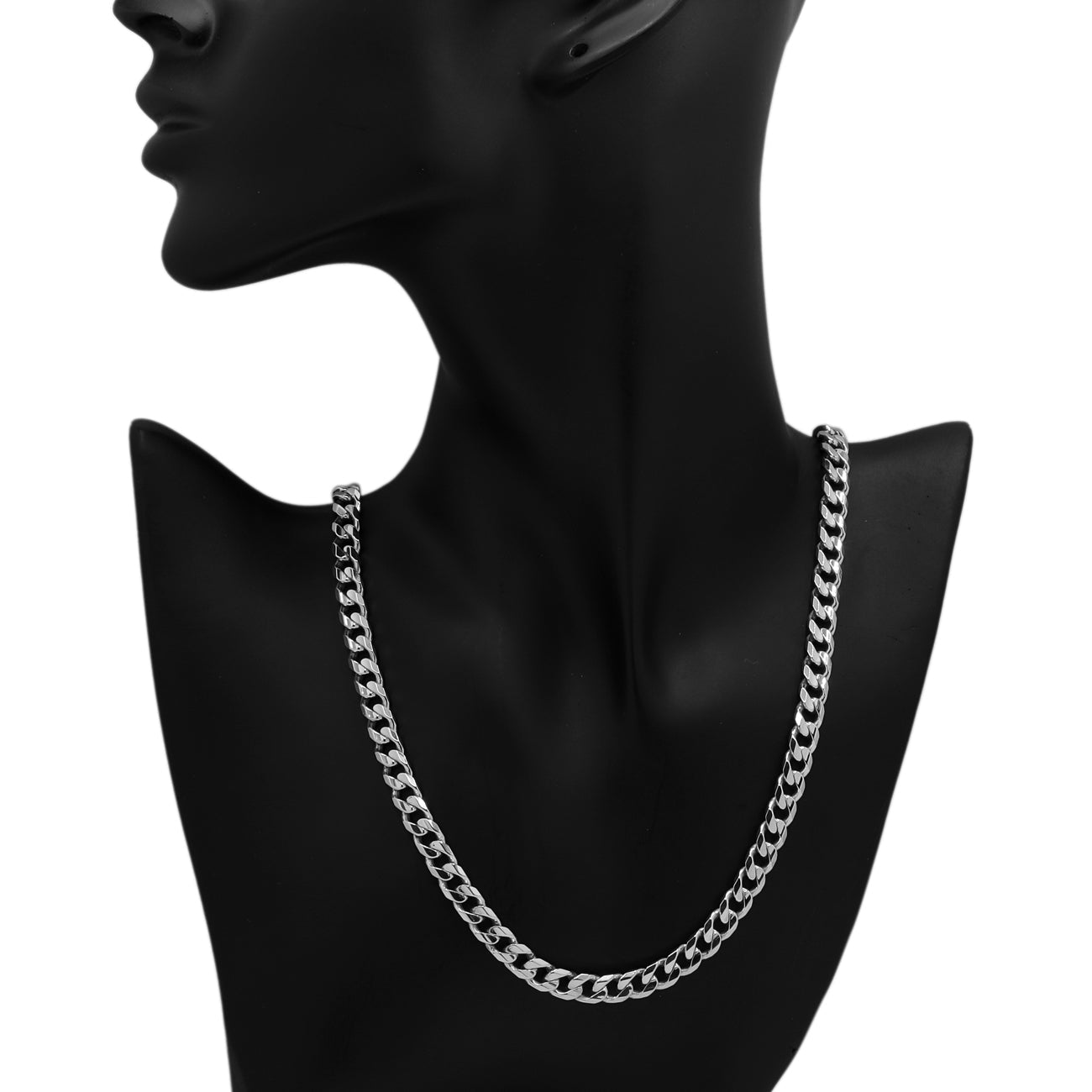 Exclusive 10K White Gold Curb Link Chain — Back View