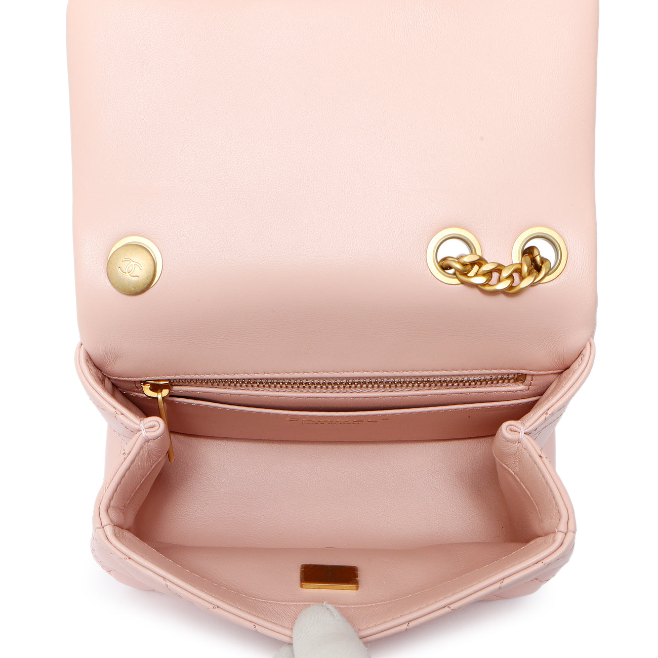 Exclusive Chanel Pink Quilted Lambskin Mini Sweet Camellia Flap — Detail View