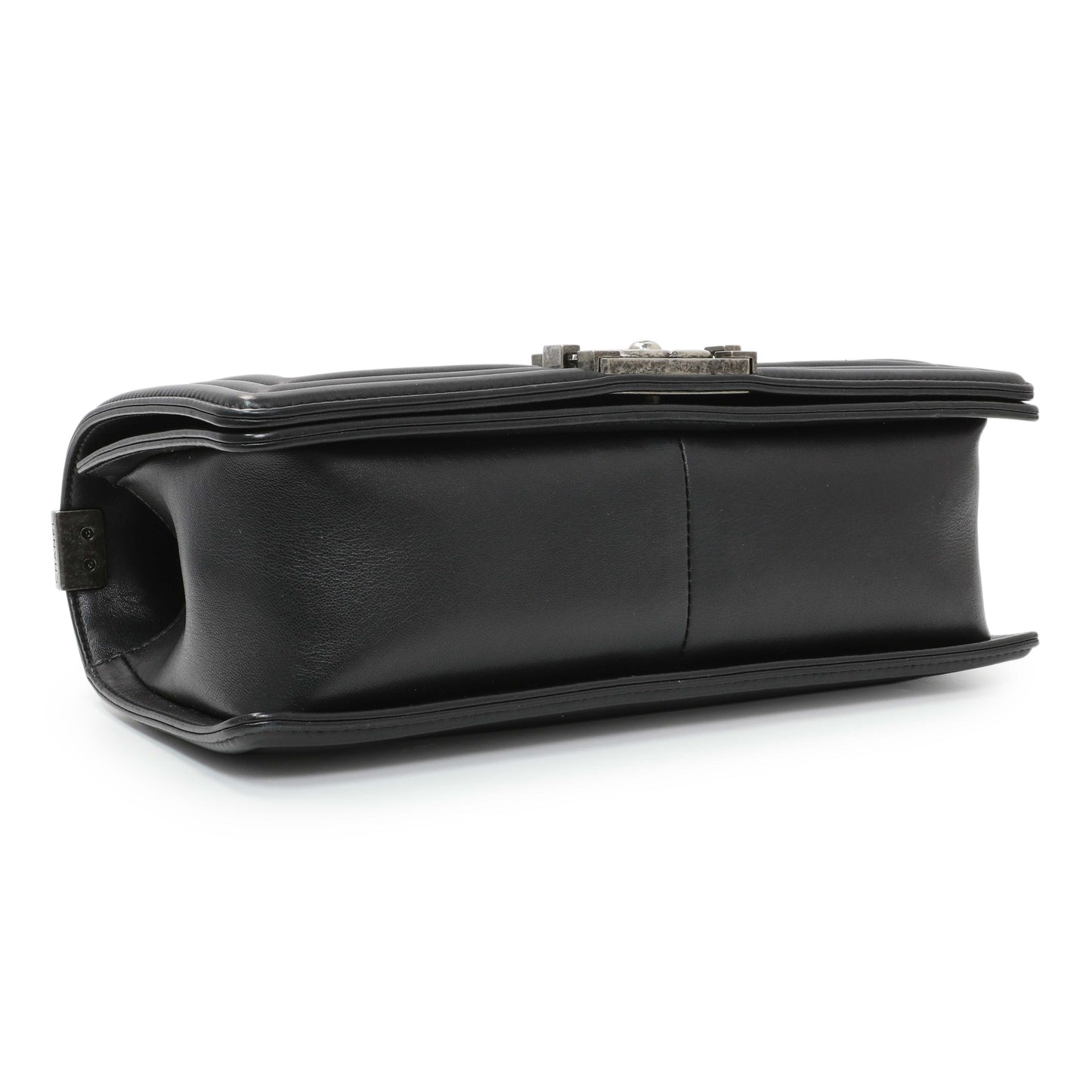 Exclusive Chanel Black Quilted Lambskin Medium Boy Flap — Top View