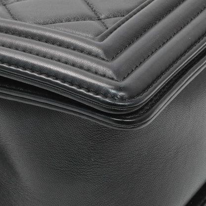 Exclusive Chanel Black Quilted Lambskin Medium Boy Flap — Detail View