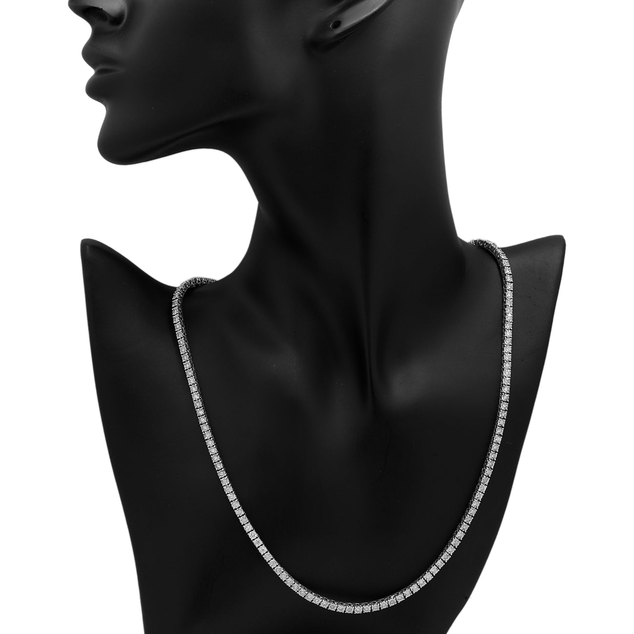 Exclusive 18K White Gold 2.34 Carat Riviere Diamond Necklace — Top View