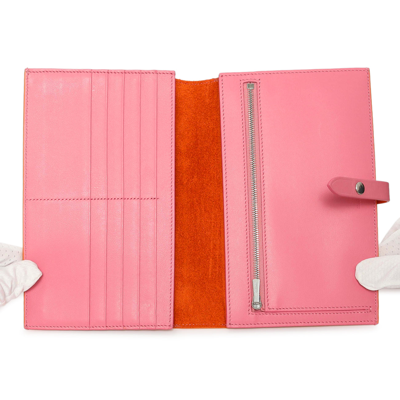 Exclusive Celine Orange Grained Calfskin Large Multifunction Strap Wallet — Top View