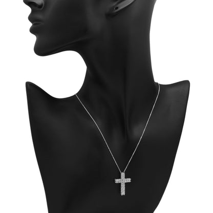 Exclusive 18K White Gold 1.02 Carat Diamond Cross Pendant — Back View