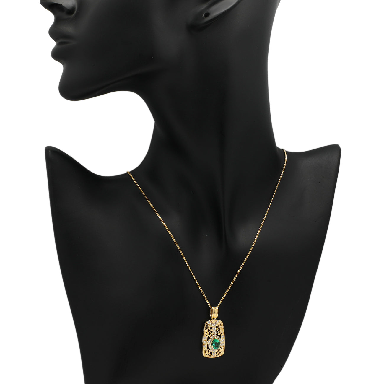 Exclusive 18K Yellow Gold 0.91 Carat Emerald Pendant — Back View