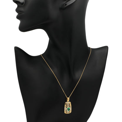 Exclusive 18K Yellow Gold 0.91 Carat Emerald Pendant — Back View
