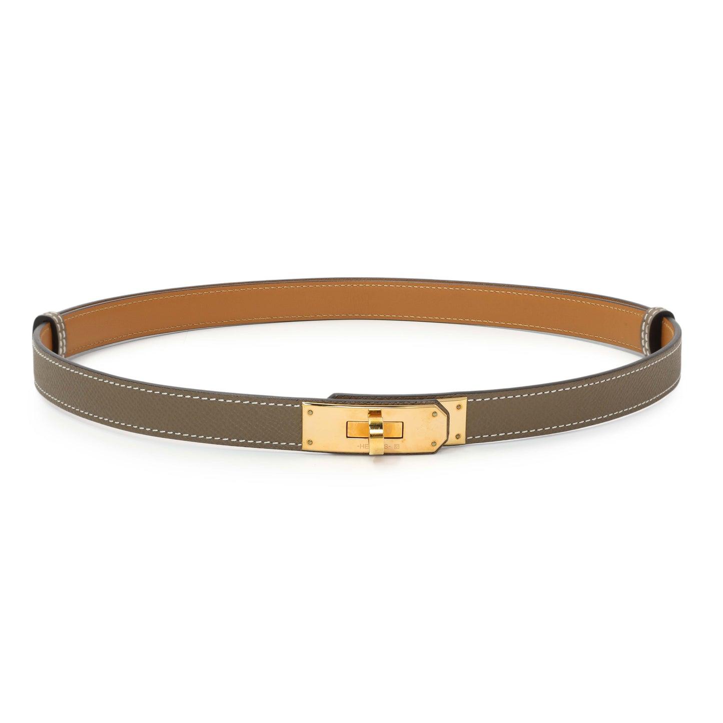 Exclusive Hermes Etoupe Epsom Kelly Belt — Front View