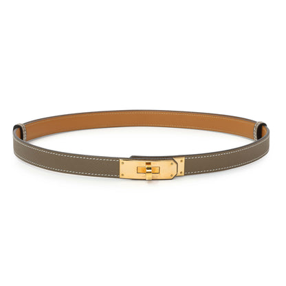 Exclusive Hermes Etoupe Epsom Kelly Belt — Front View