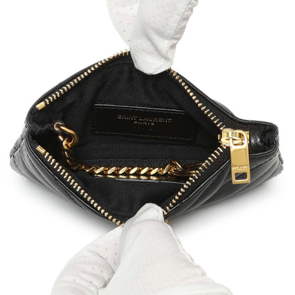 Exclusive Saint Laurent Black Calfskin Matelasse Monogram Key Pouch — Alternate View 9