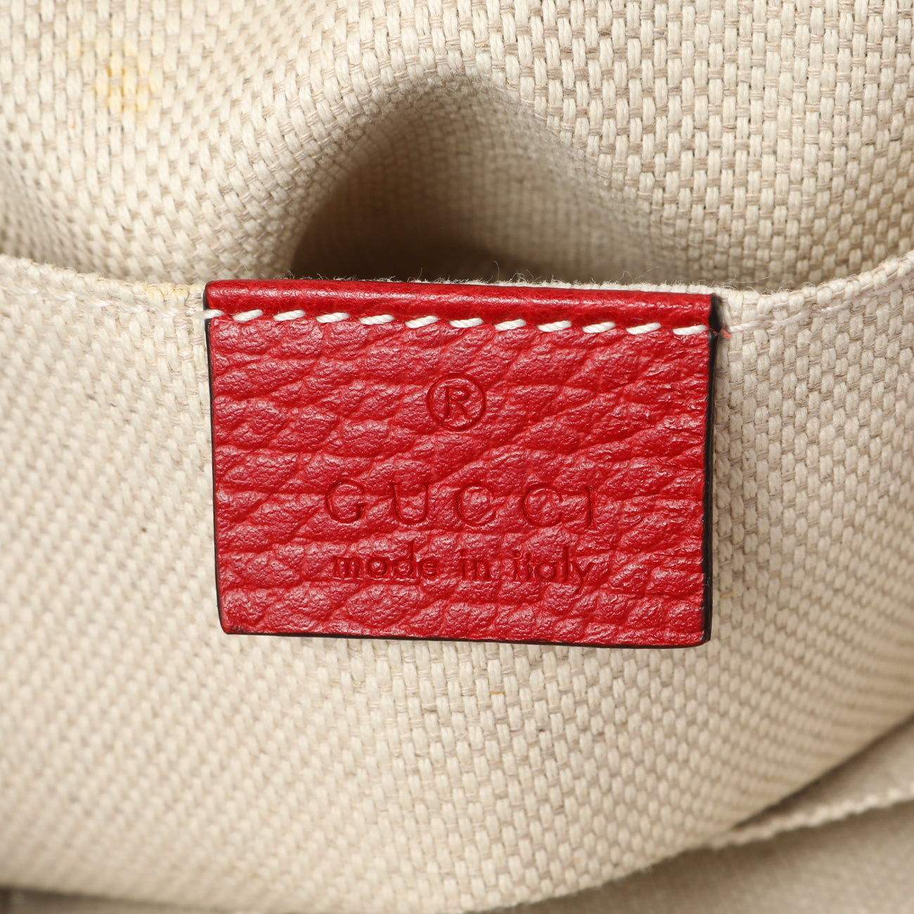 Exclusive Gucci New Rosette Hibiscus Red Calfskin Small Soho Disco Bag — Detail View