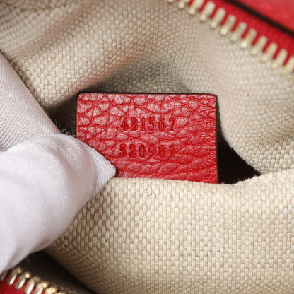Exclusive Gucci New Rosette Hibiscus Red Calfskin Small Soho Disco Bag — Lifestyle View