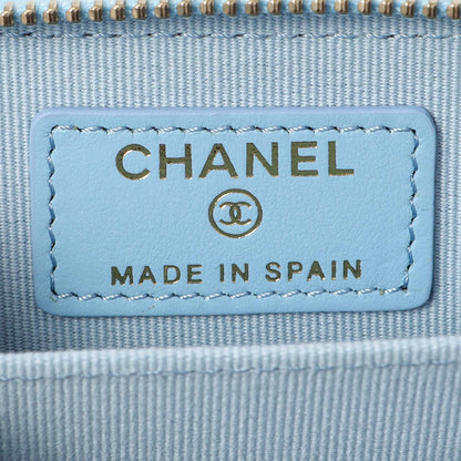 Exclusive Chanel Blue Quilted Caviar Zip Coin Purse — Detail View