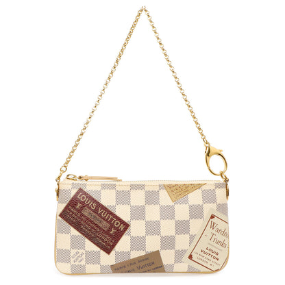 Exclusive Louis Vuitton Damier Azur Trunks Labels Pochette Milla MM — Front View