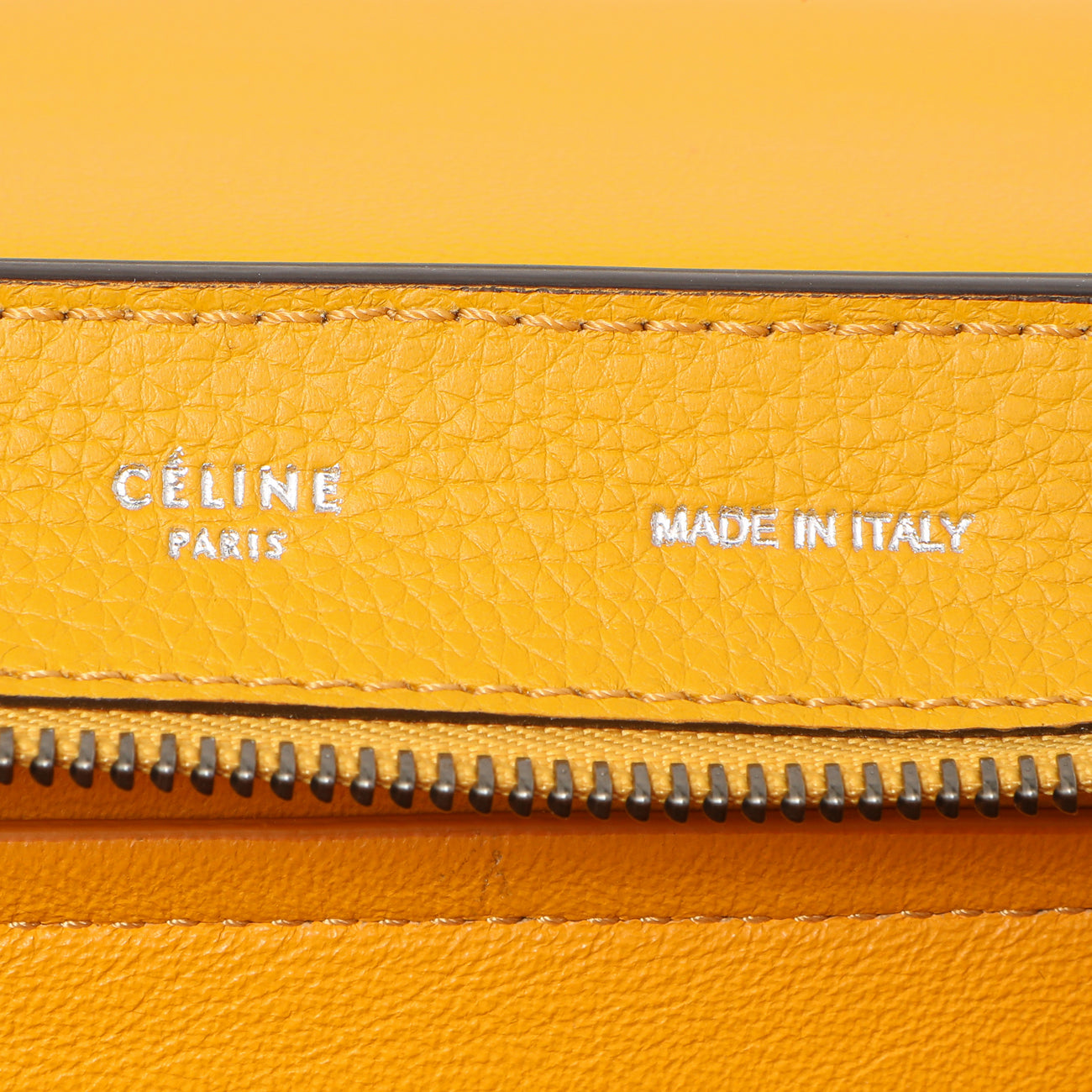 Exclusive Celine Yellow Drummed Calfskin Suede Medium Trapeze — Detail View