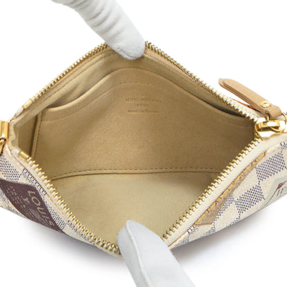 Exclusive Louis Vuitton Damier Azur Trunks Labels Pochette Milla MM — Top View
