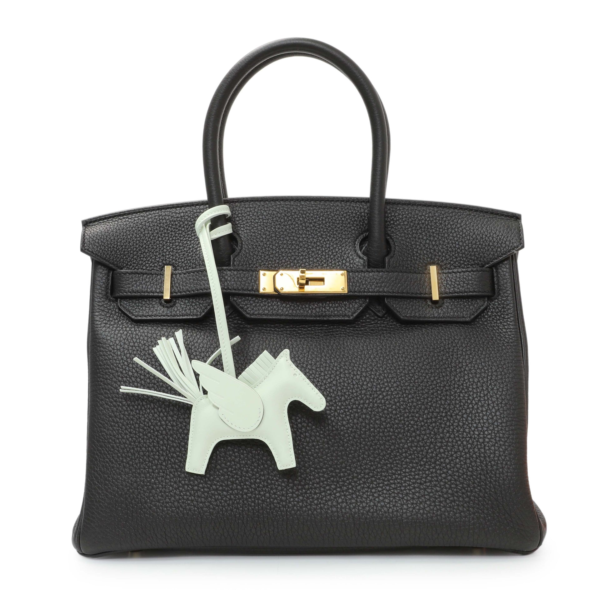 Exclusive Hermes Milo Mint Lambskin Grigri Rodeo Pegase Horse Bag Charm PM — Top View