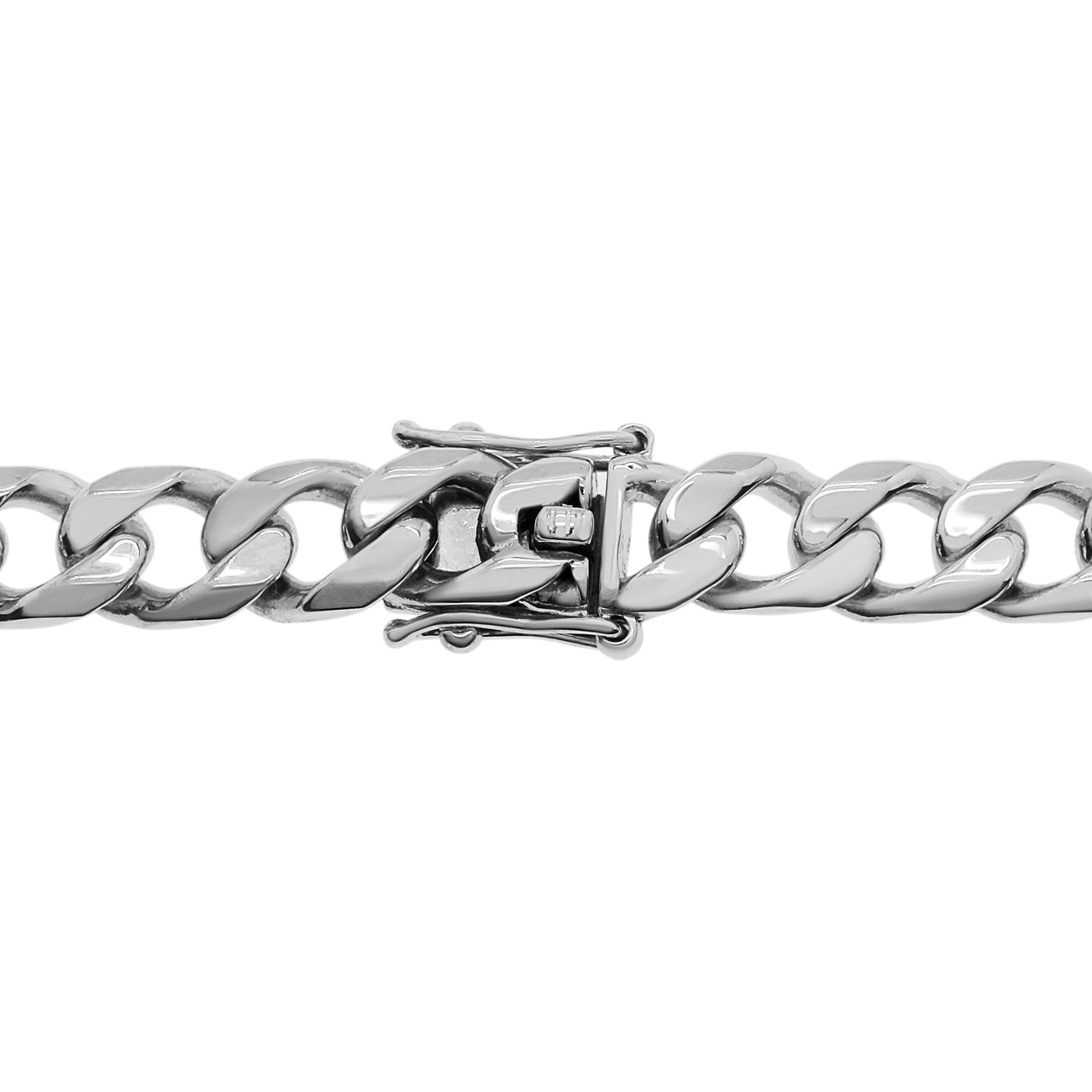 Exclusive 10K White Gold Curb Link Chain — Side View