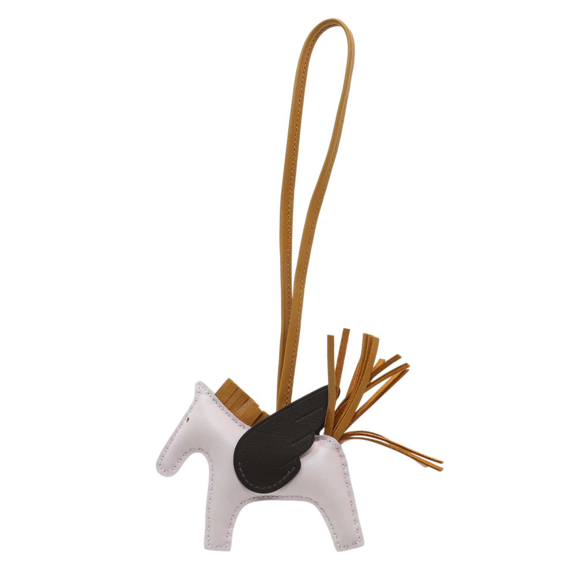 Exclusive Hermes Milo Pale Mauve Lambskin Grigri Rodeo Pegase Horse Bag Charm PM — Side View