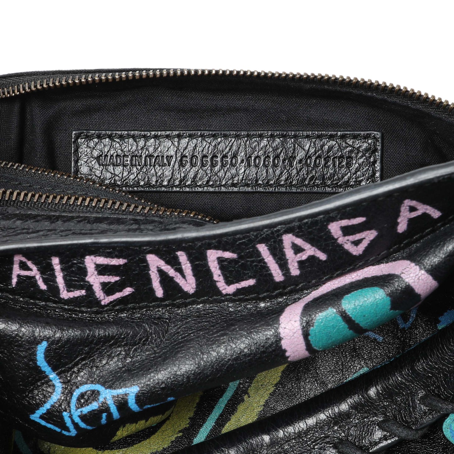 Exclusive Balenciaga Black Agneau Graffiti All Over Classic Hardware City — Alternate View 10