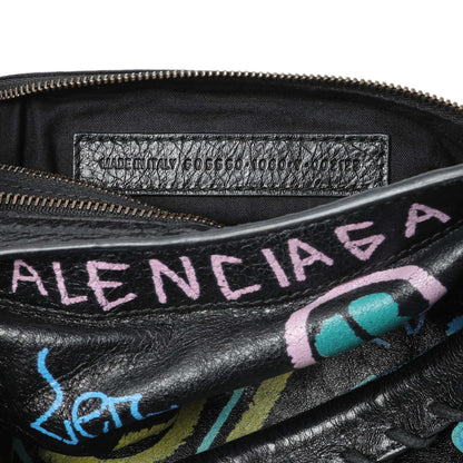 Exclusive Balenciaga Black Agneau Graffiti All Over Classic Hardware City — Alternate View 10