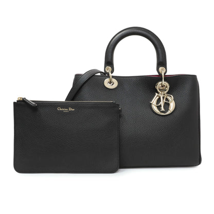 Exclusive Christian Dior Black Bullcalf Medium Diorissimo Tote — Front View
