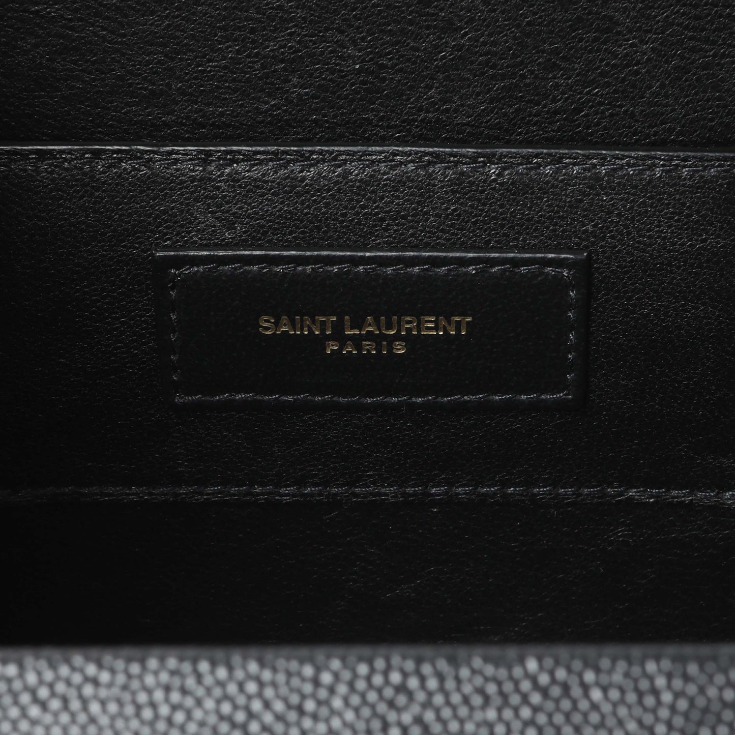Exclusive Saint Laurent Black Grain de Poudre Monogram Kate Box Chain Crossbody Bag — Detail View