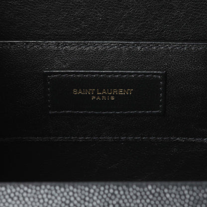 Exclusive Saint Laurent Black Grain de Poudre Monogram Kate Box Chain Crossbody Bag — Detail View